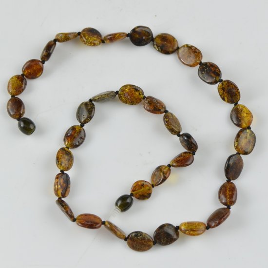 Baltic Amber necklace flat green beads
